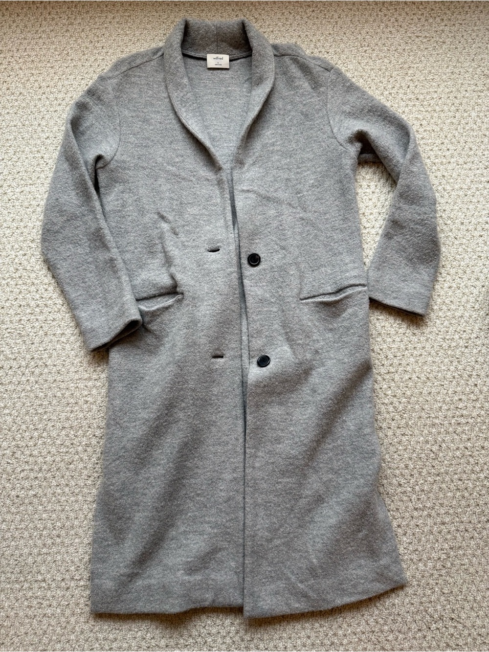 Wilfred Aritzia Dujardin 100% Merino Wool Gray Coat size Small
